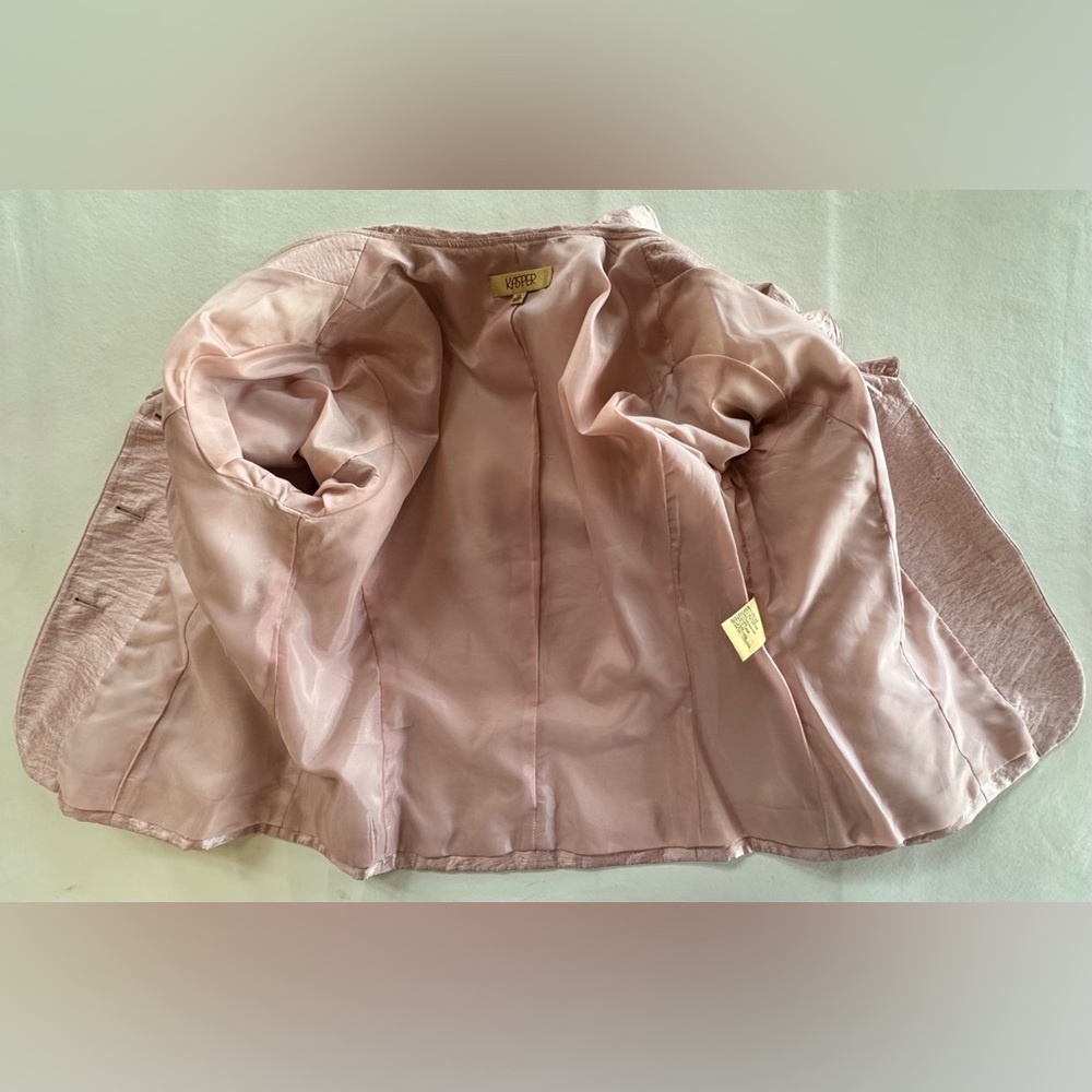 Dusty Pink Kasper Jacket with Rosette Accent & Vintage Faux Jeweled Buttons (12) - Picture 8 of 17